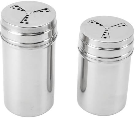 Krydddispenser flaskset, justerbar häll hål skakburk, 304 rostfritt stål för grill och matlagning, 2 stycken