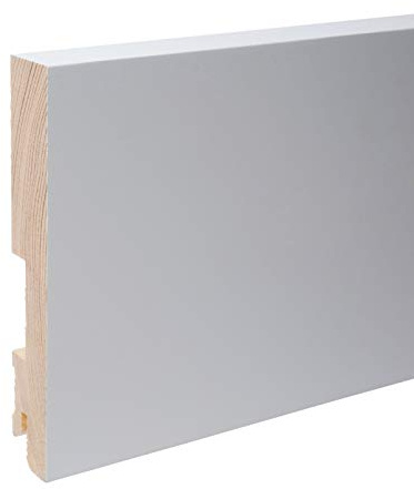 Plinthe en bois véritable carré 120 x 20 x 2.400 mm opaque blanc laqué
