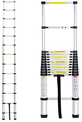 Mehrzweckleiter 3,8m Teleskopleiter Alu-Klappleiter Rutschfester Ausziehbare Robust Stehleiter 150 kg/330 Pfund Belastbarkeit