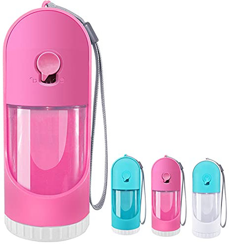 Bouteille Chien D'eau Bouteille Portable Pet Distributeur D'eau Avec Filtre, Gourde Voyage Chien Chat Abreuvoir Cup, Épreuve Boisson Fuite Petite Bouteille De Chat Chiot Gamelle Pour Extérieur ,Rose