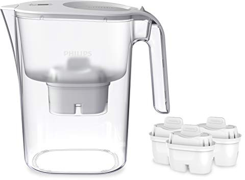 Philips Water jarra filtrante AWP2936WHT-3/10 con 3 filtros Micro X-Clean, reduce cal, cloro, microplásticos y PFOA, agua de gran sabor y pureza, 3 L, blanco