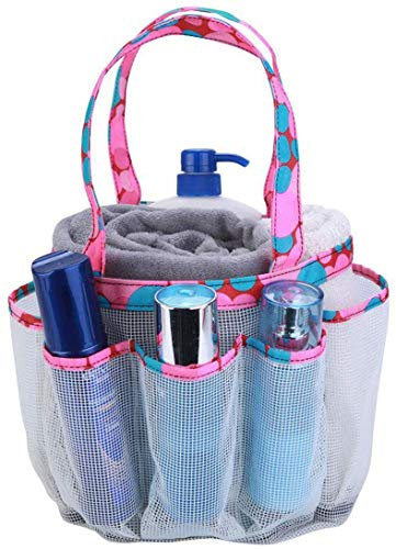 Borsa da doccia portatile in rete, 8 cestini, per bagno, università, dormitorio, grande borsa per doccia per campeggio e palestra (White)