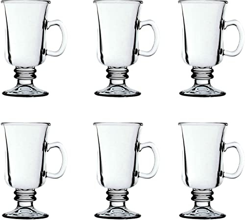 Acense Irish Coffee Glasses Set 6 Pieces, Perfect Vessel, Contemporary Design, Durable Glass, Elegant Look, Capacity: 250ml/8.5fl.oz
