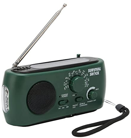 Bewinner Radio solaire à manivelle AM//SW pour l'extérieur, lampe de poche LED, batterie externe portable, pour les urgences extérieures