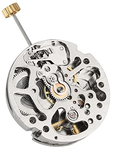 Nicfaky Movimiento mecánico automático para 3 auto cuerda reloj mecánico piezas, plata