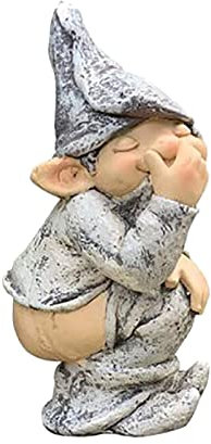 Garden Gnome Statue, Statue De Nain De Jardin caca Et pipi De 4,7 Pouces, Gris Et Coquin, Figurines D'elfes Nains Pour Le Patio, Le Jardin, La Pelouse, Le Porche Et Les Décorations Extérieures.