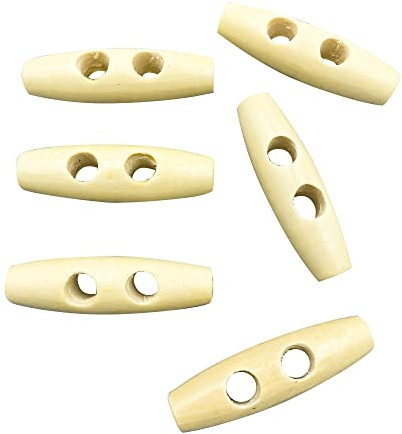 2 Löcher Holzknöpfe Horn Knebel Nähen Knöpfe Horn Zahn Form Stricken Zubehör für Mantel Jacke Nähen Handwerk DIY 50 mm 50 Stück ET2108