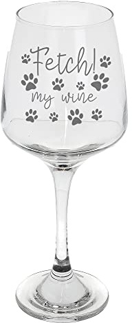 Verre à vin gravé « Fetch My Wine » - Cadeau amusant pour les propriétaires d'animaux de compagnie - Verre à vin gravé « Fetch My Wine »