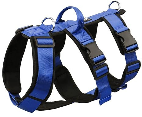 LAVAMOND Großes Hundegeschirr, kein Ziehen, ausbruchsicher, Hundegeschirr mit Griff, 4 Schnallen, 2 Ringe, weich gepolstert, rutschfest, verstellbar, mittelgroßes Hundegeschirr, Easy Walk für