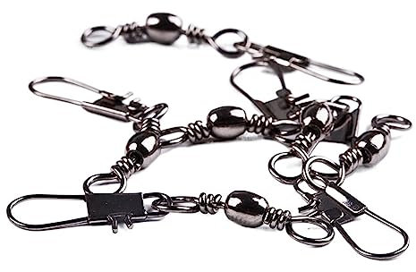 HARAY Angelhaken 4 Größe 100 Teile/Paket Angeln Stecker Pin Lager Rollwirbel Snap Fastlock Clips Angelhaken Angelgerät Zubehör Angelzange (Color : 10)