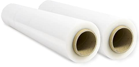 Film Transparente para Embalar, Film Transparente, Papel Film, Rollo de Plastico Protector Muebles, Cajas Mudanza, Plastico Cubretodo 50cm x 300m estirables - SIDI (2 unds, Transparente)