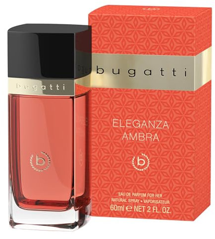 bugatti Parfüm Damen ELEGANZA AMBRA EdP 60ml I Sinnliches Damen Parfüm für jedes Alter und jeden Anlass I Kraftvolle Kombination aus Kirsche, Mohn, Moschus & Vanille I Frauen Parfüm floral & fruchtig