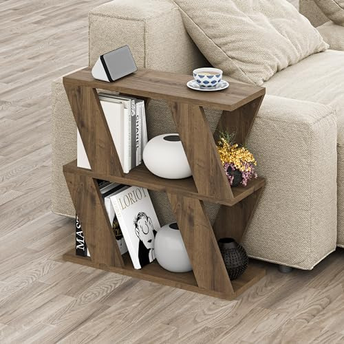 HOCUS PICUS Side Coffee Table with Magazine Rack, Side, Dark Oak Effect