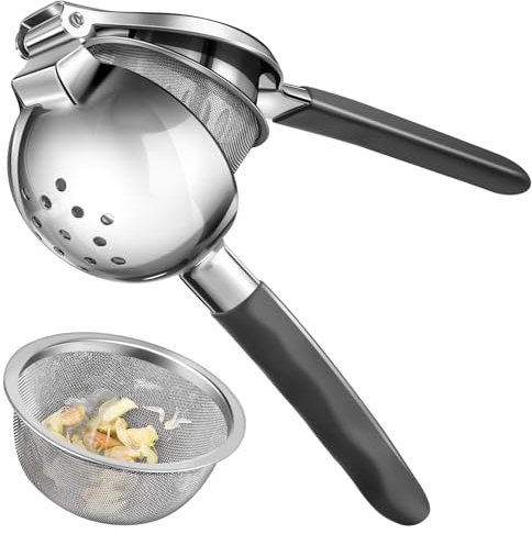 Sopito Zitronenpresse, Manuelle Zitronenpresse Edelstahl mit Sieb, 7cm Durchmesser, Robustheit Zitruspresse Lemon Squeezer Citrus Juicer Press für Limonade, Cocktails, Bars
