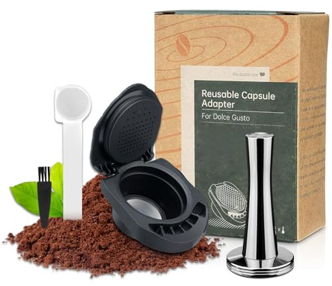 FOXNSK Reusable Capsule Adapter for Dolce Gusto, Refillable Coffee Capsule Adapter Coffee Capsules Converter with 41mm Tamper Compatiable for Piccolo XS/Genio S/EDG 305/EDG 606.S