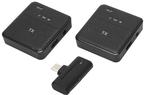 2 Uds Micrófono Lavalier Inalámbrico Reducción de Ruido Ligero Portátil Tipo C Clip Inalámbrico en Micrófono de Solapa Mini Micrófono