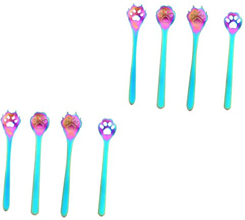 DECHOUS 8 Pcs Stirring Spoon Cat Dog Paw Shape Stainless Steel Ladle Spoon Set for Desserts Coffee Scoops for Home Restaurant