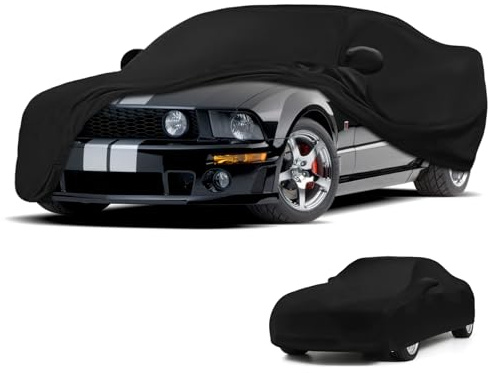 Kistrba Autoabdeckung Indoor für Ford Mustang 2005-2024 | Stretch Soft Satin, Maßgeschneidert, Atmungsaktiv Staubschutz, Vollgarage Autoabdeckung für Tiefgarage, Autoausstellung