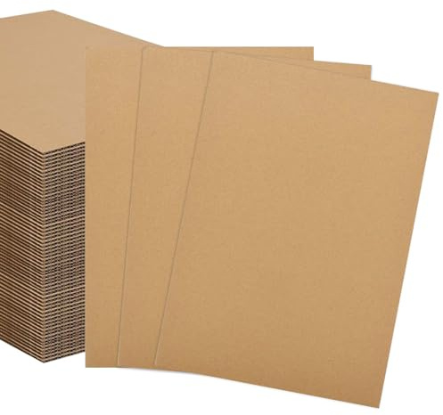 APACALI 50PCS A3 Cardboard Sheets, 400 x 300mm Corrugated, 2.5mm Thickness, Large for Crafts Packing, Brown