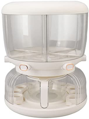 360 Degree Rotating Grain Storage Food Dispenser Rotating Rice Grain Dispenser Storage Container Black Rice Barley for Kitchen Organization (White)