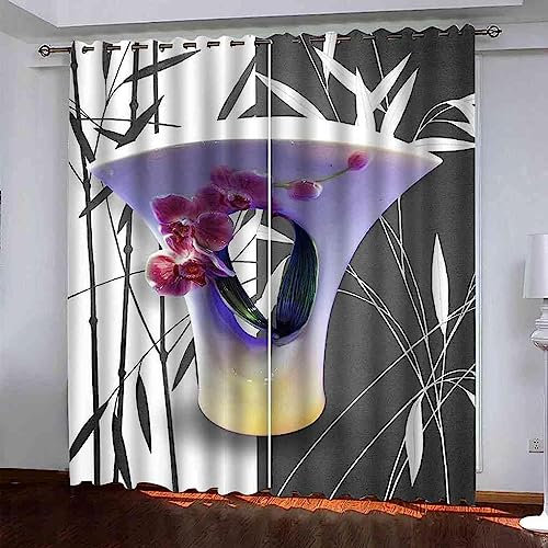 Kinder Verdunkelungsvorhänge Hand Abstrakter Pflanzenhut 3D Polyester Ösen Vorhang, Für Wohnzimmer Schlafzimmer Blickdicht Schallschutzvorhänge 2Er Set - Bedruckte Verdunkelungsvorhänge-2Y0F1T8S3U0