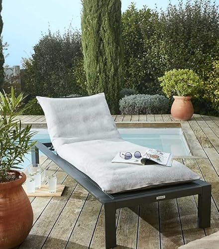 Mylittlebed Housse Bain de Soleil Naïa de L’Effet Papillon® - Housse Matelas Jardin 70 x 190 cm Polypropylène [Housse transat Jardin Exterieur] (Galet)