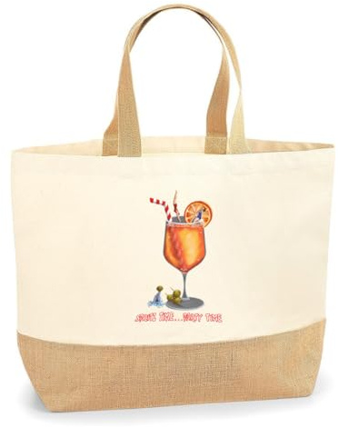AIMA Borsa Mare Tote Bag Donna con Manici Borsa di Tela in Juta e Cotone Canvas 38x44x18 cm Shopper Cotone 100% Borsea di Stoffa, Borsa per la Spesa portatile, Borsa mare spiaggia (Spritz)