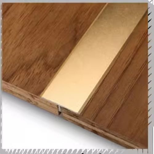 ZIUSFAC Boden Übergangsleiste Metall Übergangsschiene Abdeckleiste T-Profil SchwellenStreifen Fliesen Flacher Trennstreifen Übergangsstreifen Für Türschwelle(Gold,W-2cm/0.79in)