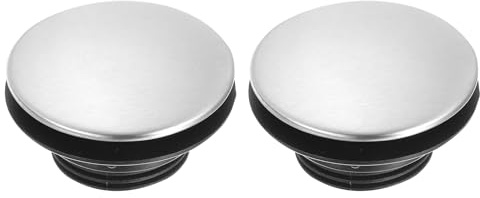 sourcing map 2 Pcs Kitchen Sink Hole Cover, 1.77 Inch Faucet Hole Cover Stainless Steel/Plastic Tap Hole Plate Stopper for Top Holes Kitchen Bathroom Sink Accessories, Silver/Black