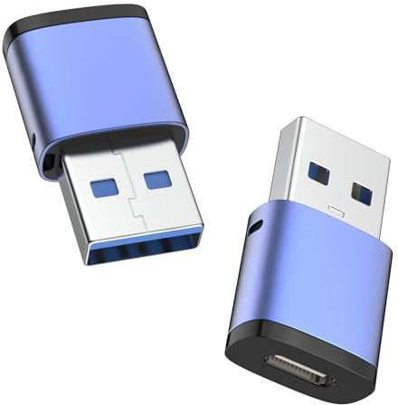 MoKo USB a USB C Adaptador 2 Piezas, 5Gbps Tipo C Hembra a USB 3.0 Macho Adaptador USB C Cargador Conector Compatible con iPhone 16 15 14 13, Apple Watch 10 9 8 7, AirPods 4, CarPlay, Galaxy S24 S23