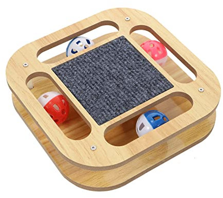 BELLIFFY Katzen-drehteller Aus Holz Kratzbrett Für Katzen Spielzeug Mit Stabiler Basis Kratzbrett Aus Holz