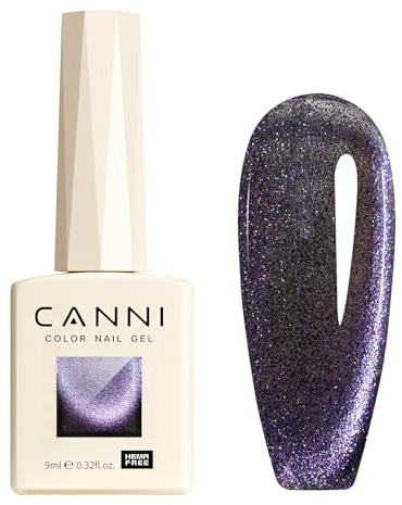 CANNI UV Gel Nagellack Cat Eyes Glitzer Nagellack | Dunkelviolet funkelnde Galaxie Glitzer Farbgel Gelnägel UV Lack Soak Off Gel Nail Polish gellack für UV Lampe