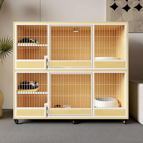 Jaulas para Gatos de Interior, casa de Madera para Gatos, recintos para Gatos, condominio para Gatos con múltiples Funciones, ventilación y transpirabilidad (120 x 60 x 118 cm)