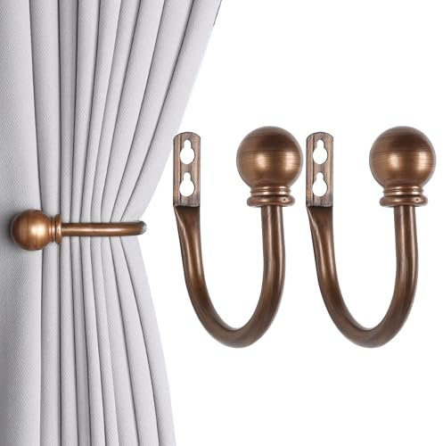 Meplait Curtain Holdbacks, 2 Pack Vorhang Krawatte Rücken Haken Wand montiert Vorhang Krawattenhalter Vorhanghalter für Vorhänge (Bronze)