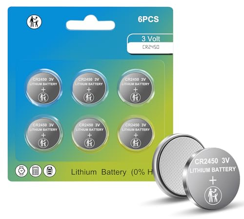 CR2450 Batterie, 2450 Knopfzelle 3V 6 Stück | CR 2450 Batterien Lithium Battery füR Flammenlose Kerzen, SchlüSselanhäNger, Auto-Fernbedienung, Uhr, Taschenrechner