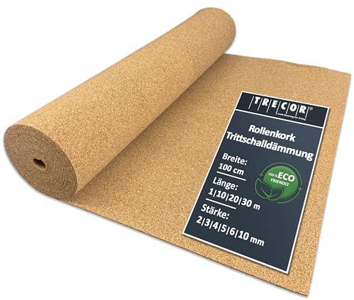 TRECOR korkunderlägg, stegljudsisolering - 2 mm tjock - För laminat- och parkettgolv - Du köper (30 m²)
