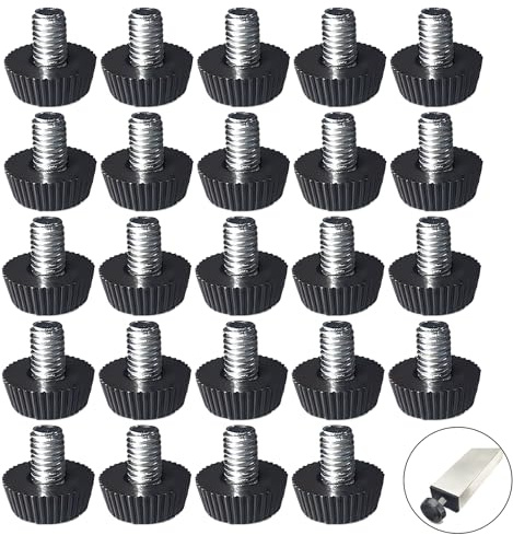 24 Stück Verstellbare Möbelfüße, Stellfuß M6 x 10 x 15mm, Haushaltsmöbel Nivellierfüße, Schutz für Bodenbeläge, Geeignet für Büromöbel, Industriemaschinen und Heimgebrauch, Robust und rutschfest