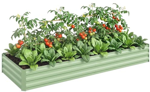 Outsunny Hochbeet Blumenkasten Stahl steckbar 241x90,5x30cm Grün | Pflanzbeet, Frühbeet, Gartenbeet, Pflanzkasten, Pflanzkübel, Gemüsebeet, Blumen Pflanzen Obst Gemüse, Garten Terrasse