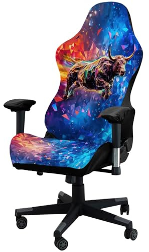 JinZao Funda Silla Gaming con Reposabrazos Y Respaldo,Funda para Silla Gamer Antideslizante Elástica,Funda Silla Oficina con Patrones de Animales Impresos en 3D, No es fácil desvanecerse(D)