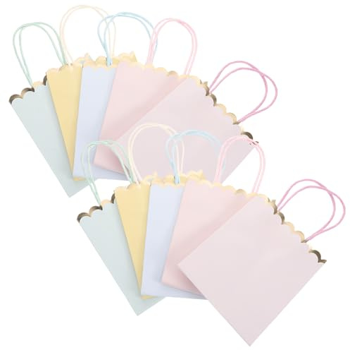 10 Kleine Papiertüten mit Henkel in Bunten Macaron Farben | , Vielseitig Einsetzbar, 10 Stück Pack, Praktische Geschenktaschen für Feiern und Mitgebsel