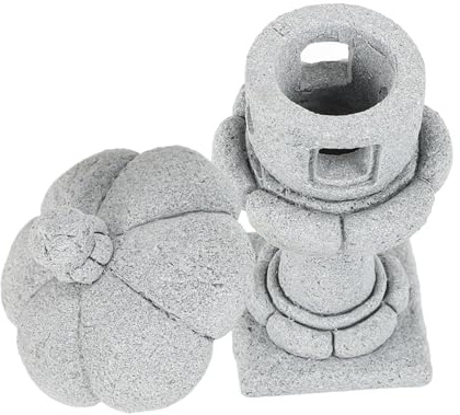 Sosoport Zen Garden Stone Lantern Decoration with Removable Top for Light Beads Mini Japanese-style Pagoda Statue for Outdoor Patio Balcony Aquarium Feng Shui Micro Landscape Ornament