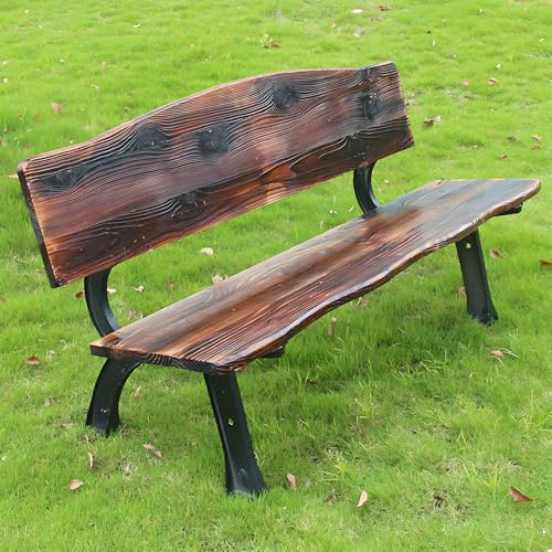 Banc De Jardin En Bois Banc D'extérieur Banquette De Parc Mobilier Pour Amenagement Résistant Aux Intempéries 120/150/180cm Banquette En Bois Pour Terrasse Veranda Pergola(Avec Dossier,150cm)