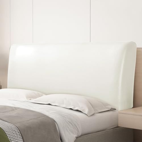 DEZYPZAM PU Leder Bettkopfteil Hussen, Elastisch Leder Kopfteilbezug, SchutzhüLle Schlafzimmer Kopfteil, Protektor Kopfteilbezug für eine Vielzahl von Bettköpfen (Weiß,180 cm)