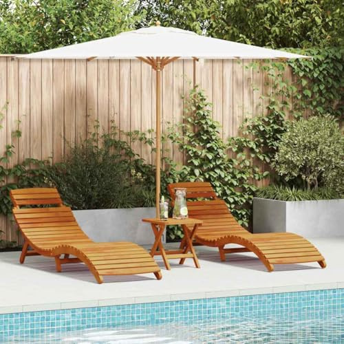 Generico Lettino Prendisole 3 PCS Marrone Legno massello di Acacia,Mobili,Mobili da Giardino,Mobili e sedie da Giardino,Sdraio da giardino-4107094