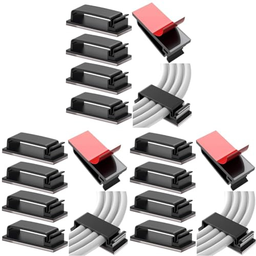 Vinabo Kabelhalter selbstklebend, 10 Stück - Langlebige Kabel Clips für Cable Management,Kabel Organizer für TV, PC, Schreibtisch, Zuhause & Büro, Schwarz kabelklemmen (Packung mit 3)
