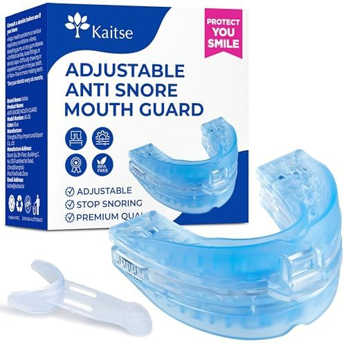 Kaitse Anti Snore Devices for Sleep: Adjustable Anti Snoring Mouthpiece for Men & Women (Light Blue)