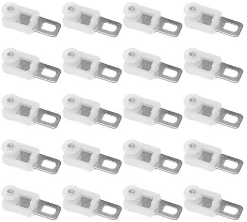 COLLBATH 20pcs Galets de Glissement pour Rail de Rideau en Acier Inoxydable, Lourds et Silencieux Crochets Carrés, Adaptés pour Salle de Bain et Chambre