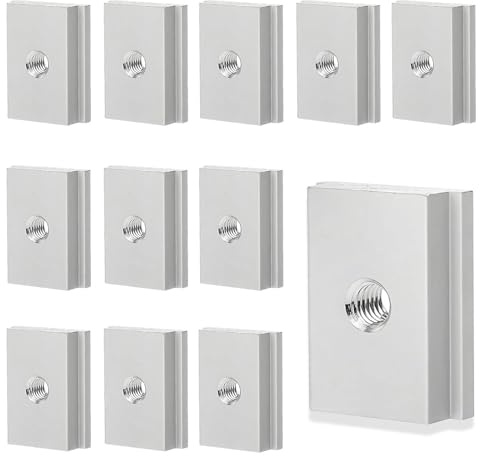 PHMING 12 tuercas deslizantes M6 de aleación de aluminio M6, 30 x 23 mm, tuercas deslizantes de riel en T, tuercas ranuradas plateadas, para proyectos de perfil de aluminio y bricolaje