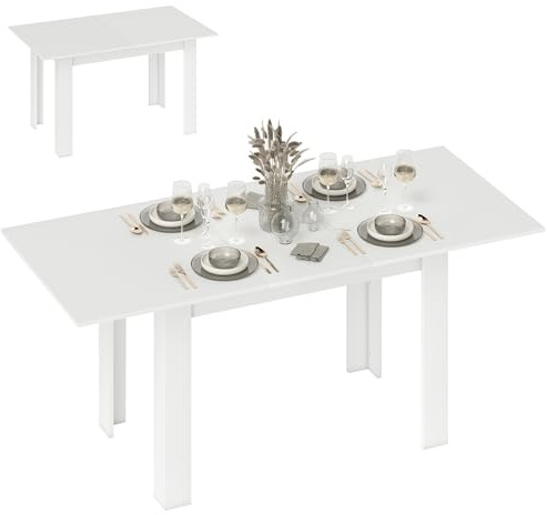 HOMCOM Table à Manger Extensible Moderne 140-180 x 80 cm Blanc