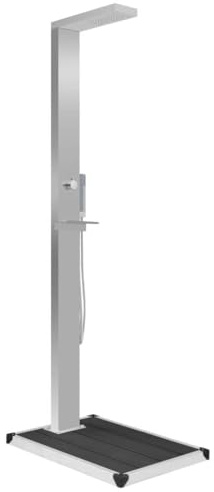 Helloshop26 Doccia esterna con Piatto Doccia WPC Acciaio Inossidabile Grigio 02_0042029